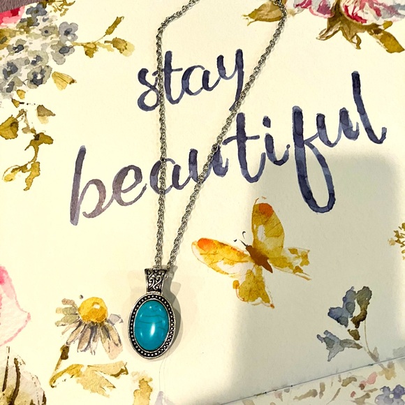 IZ BYER SIZE L WRAP V-NECK TOP W/FLAIR BELL SLEEVES, PEPLUM & TURQUOISE NECKLACE - Picture 3 of 12